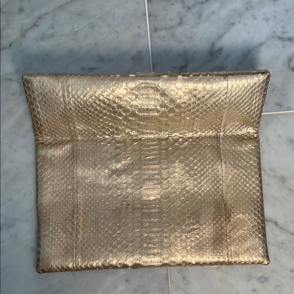 Python Champagne Gold Clutch - image 3